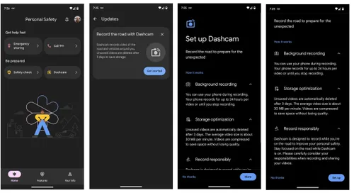 dashcam feature on google pixel and android devices
