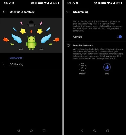 dc dimming on oneplus