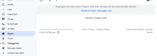 deleting spam fold on gmail
