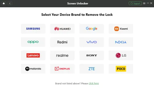 droidkit screen unlocker select device brand