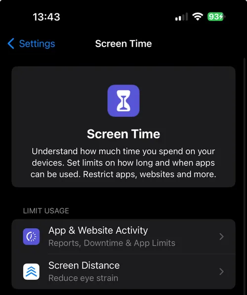 enabling screen distance on ios 17