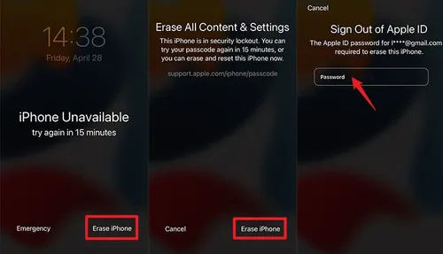 erase iphone from lock screen