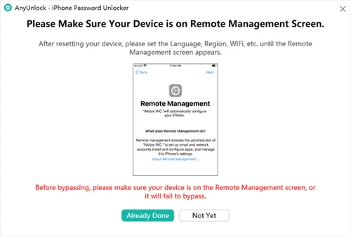 esnuring remote management screen is on