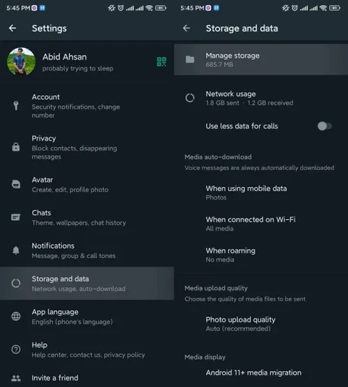 free up storage from whatsapp