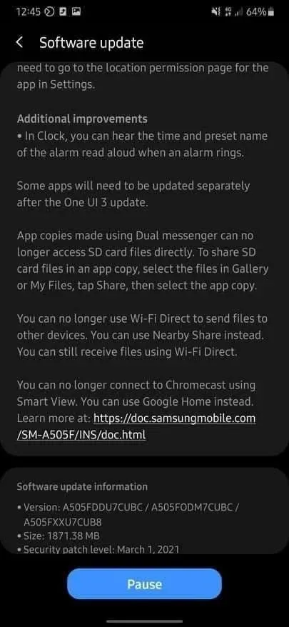 galaxy a50 android 11 update 1