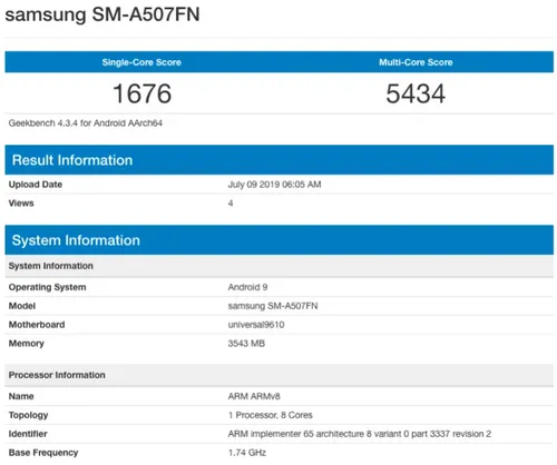 galaxy a50s geekbench