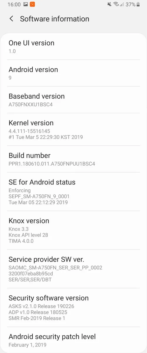 galaxy a7 2018 pie
