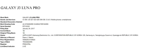 galaxy j3 luna pro uspto
