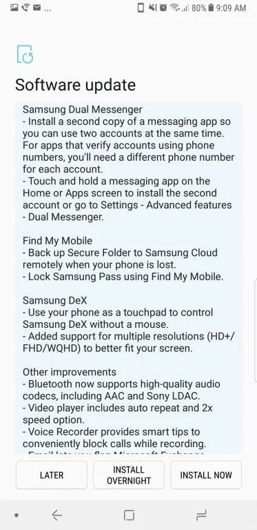 galaxy note8 oreo update c