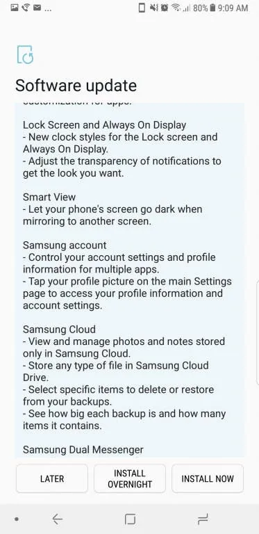 galaxy note8 oreo update d