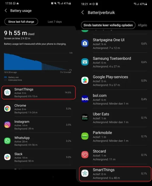 galaxy s21 smartthings battery life