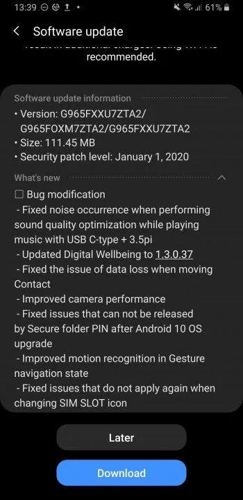 galaxy s9 and s9 updates