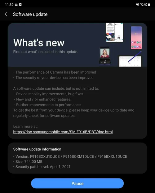 galaxy z fold 2 april 2021 security patch