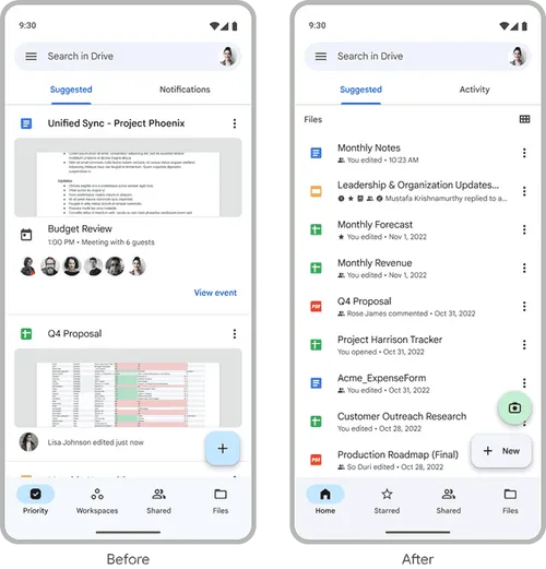 google drive suggested view android