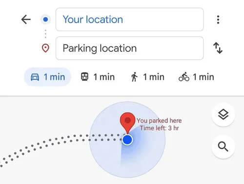 google maps parking directions