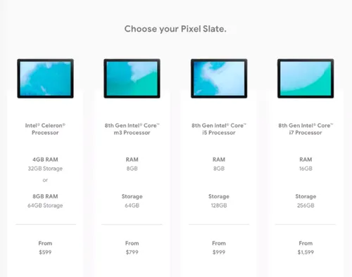 google pixel slate models