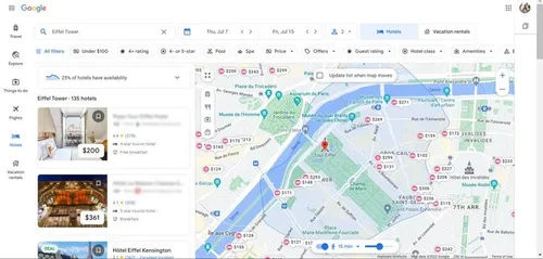 google travel distance filter
