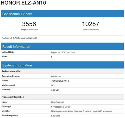 honor magic 3 elz an10 geekbench