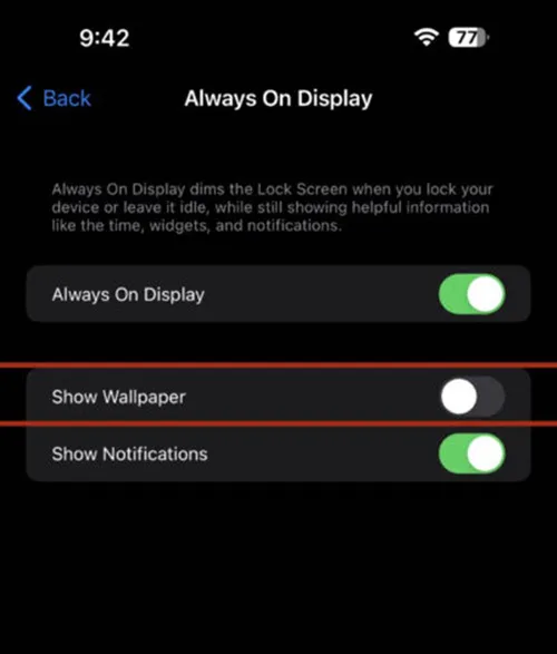how to disable always on display iphone 14 pro settings 2