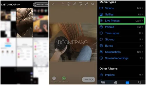how to post a live photo on instagram boomerang setting
