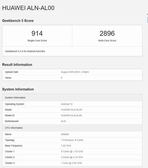 huawei mate 60 pro geekbench 1