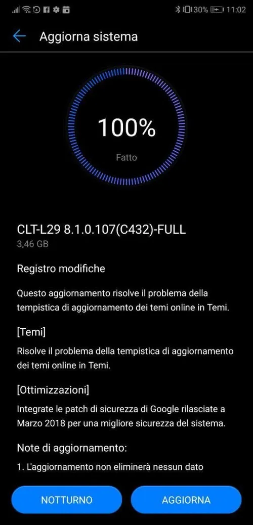 huawei p20 pro aggiornamento sceenshot