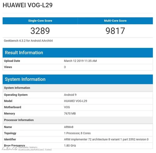 huawei p30 pro spotted on geekbench with 8gb ram