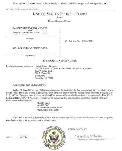 huawei supoena