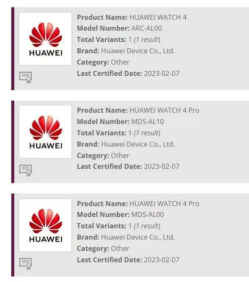 huawei watch 4 certificate