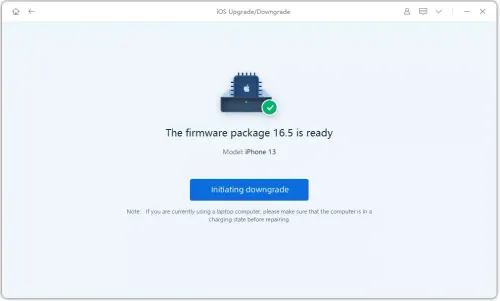 initiate the downgrade after downloading the ios