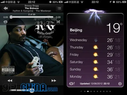 ios 6 ipod and weather applications