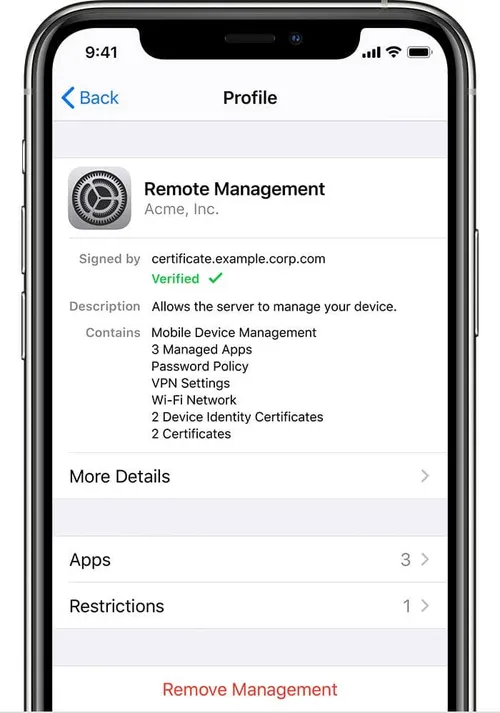 ios13 iphone11 pro settings device management profile