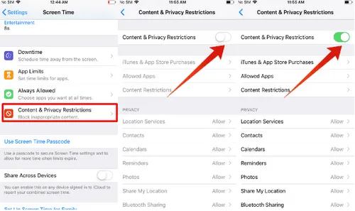 iphone set restrictions on