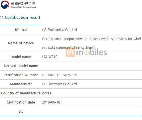 lg lm w319 smartwatch kcc