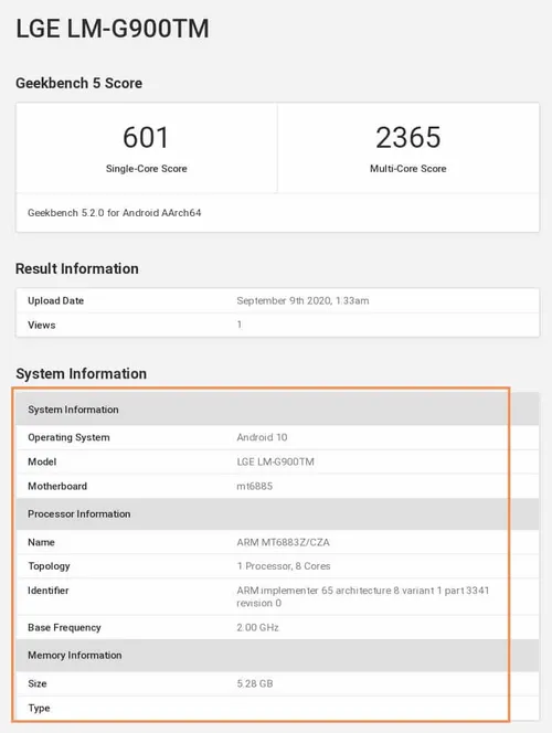 lg valvet 5g geekbench