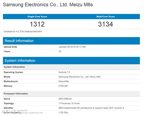 meizu m6s geekbench