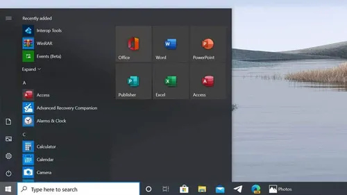 menu demarrer windows 10