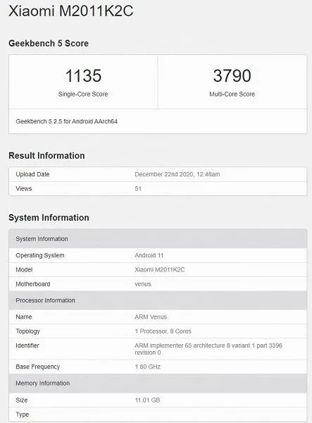 mi 11 geekbench