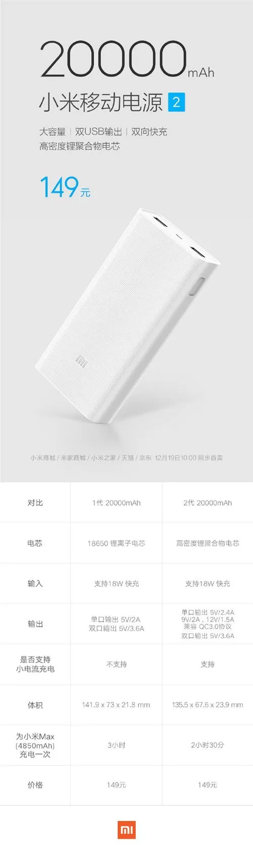 mi powerbank 2 20000mah