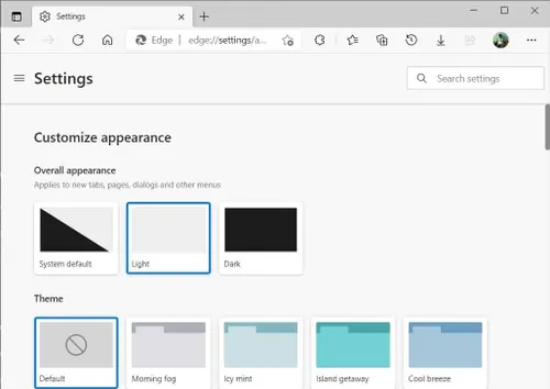 microsoft edge themes