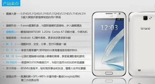 mogu 61 inch quad core mt6589 android phone