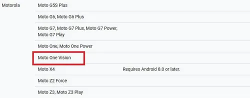 motorola one vision arcore