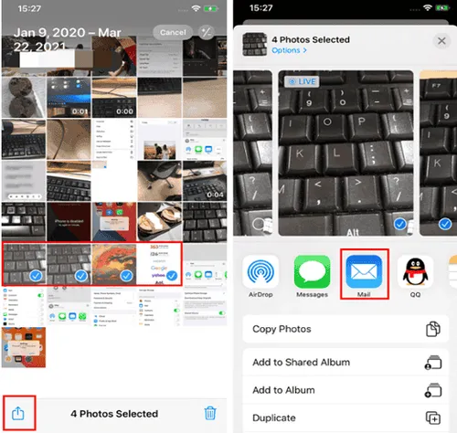 move photos from iphone to ipad via email