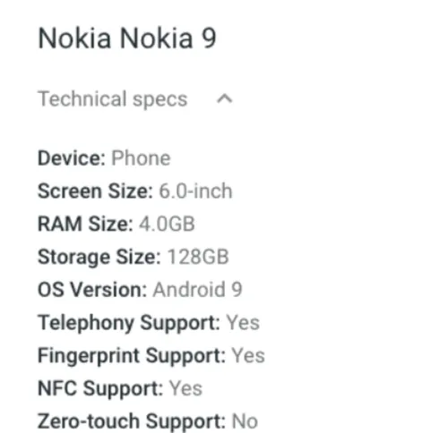 nokia 9 specs