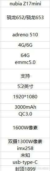 nubia z17 mini specs