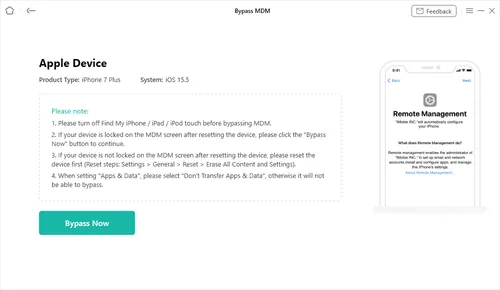 on screen instructions for removing remote management