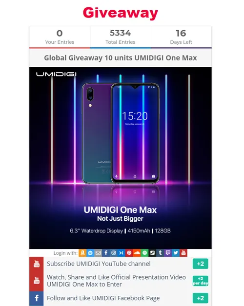 one max giveaway