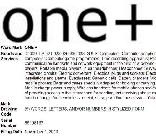 one plus trademark