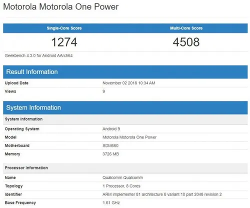 one power android pie geekbench