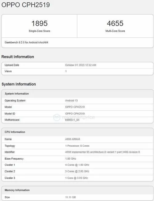 oppo find n3 flip geekbench